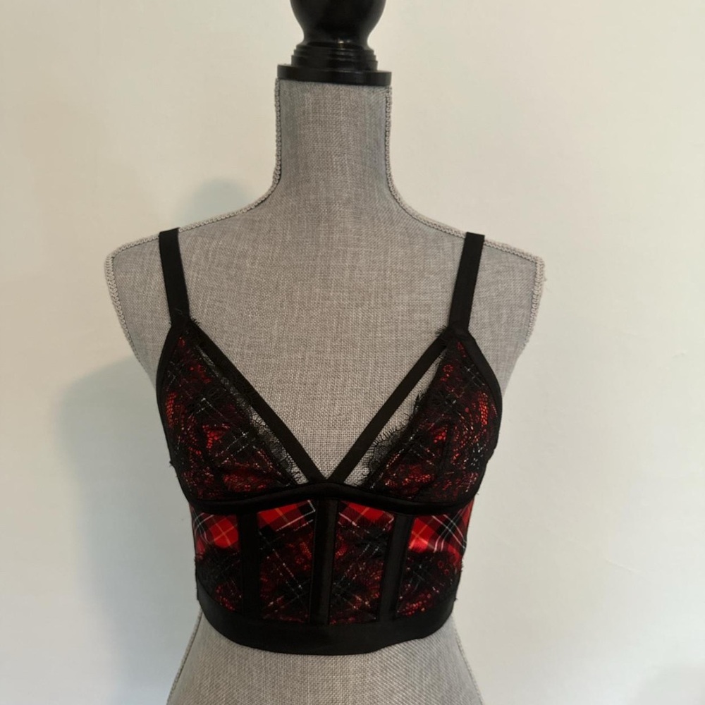 Plaid Lace Corset Top